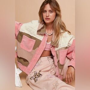 NEW ‘25 SPRING Collection POL Corduroy Jacquard Patchwork Button Up Jacket